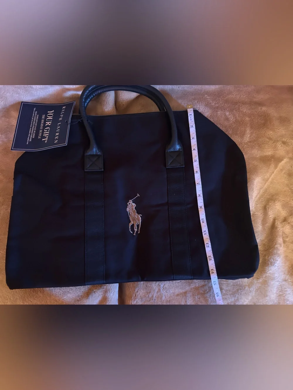 Ralph Lauren Black Travel Duffel with Embroidered Polo #1